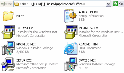 Contents of Office XP